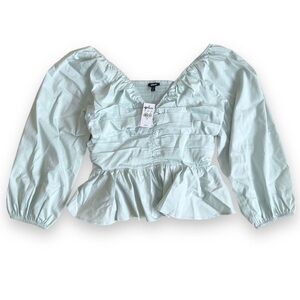 NWT deadstock pastel mint green peplum blouse